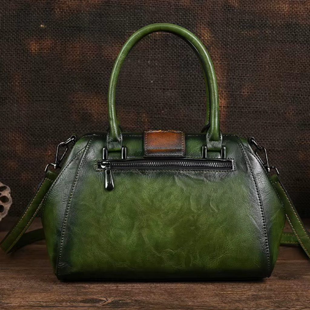 Florina - Bolsa de Piel con Grabados y Motivos Florales