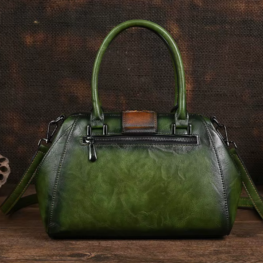 Florina - Bolsa de Piel con Grabados y Motivos Florales