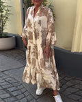 Giavanna | Vestido Maxi Casual con Mangas Acampanadas y Estampado