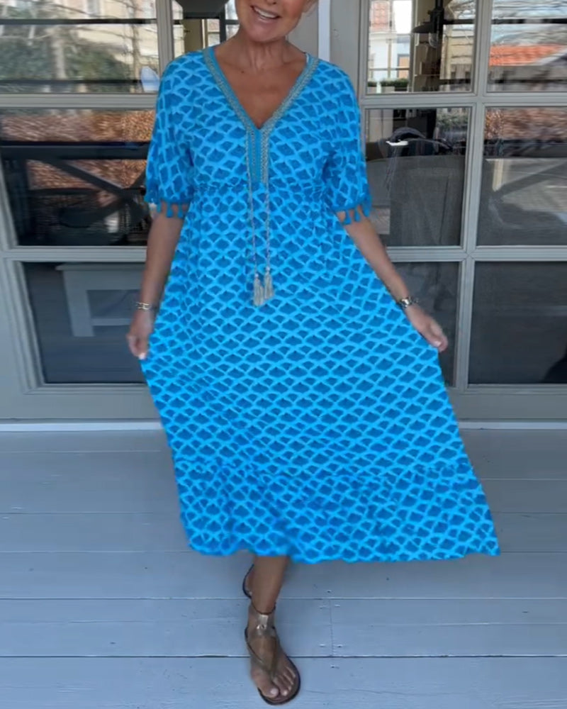 Winona | Vestido de Verano con Escote en V y Flecos