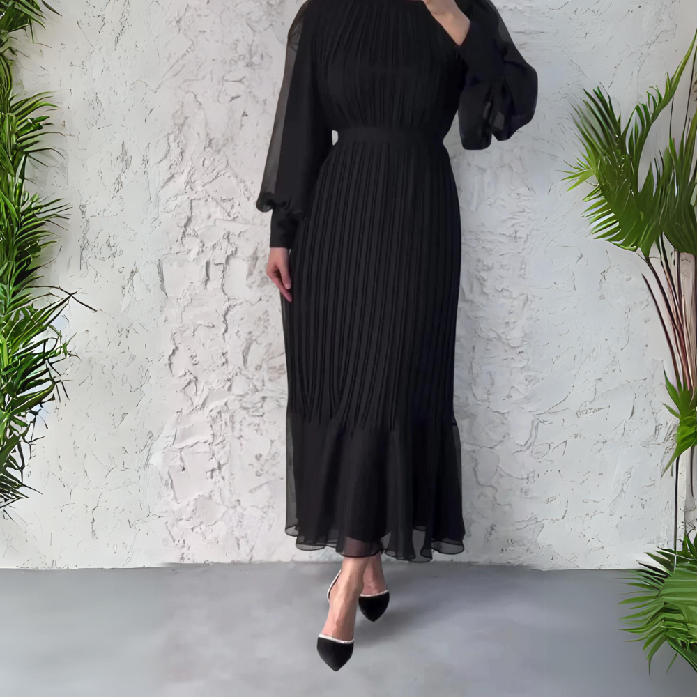Cami | Vestido de Noche Chic Francés para Otoño con Detalles de Malla