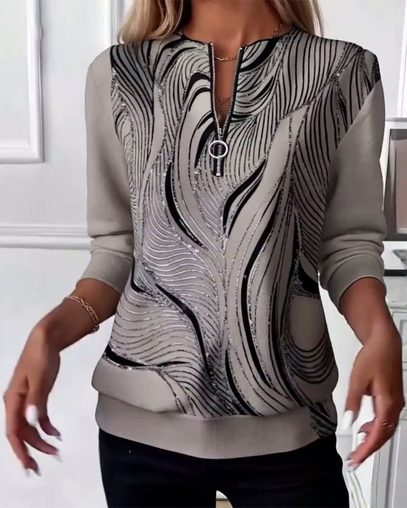 Anaïs-Claire | Sudadera con Cremallera y Estampado Casual