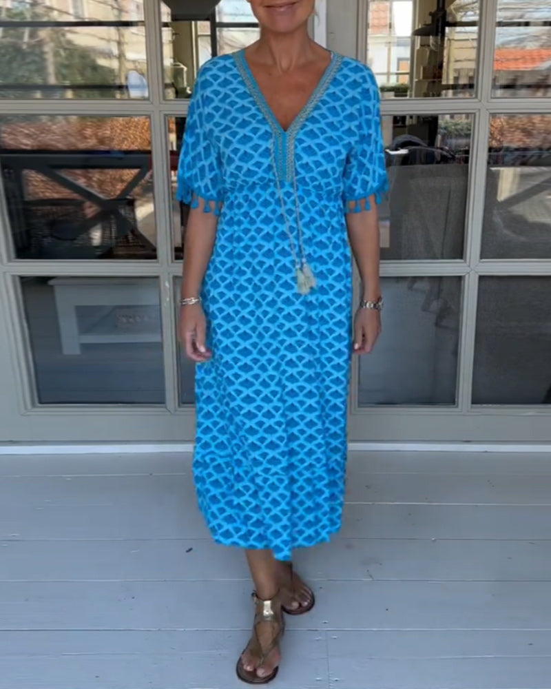 Winona | Vestido de Verano con Escote en V y Flecos