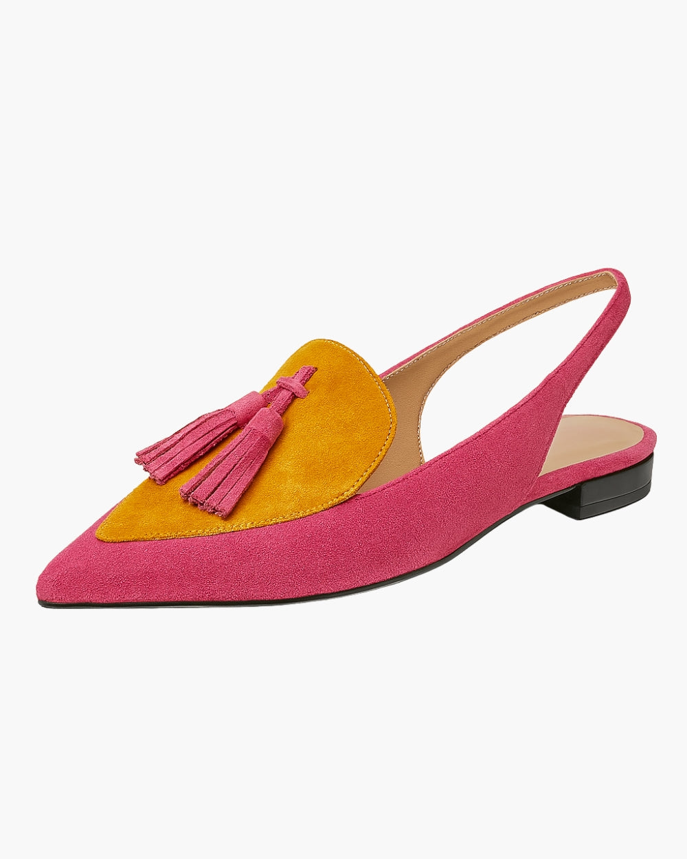 QUELIA – ZAPATOS DE TACÓN CON TALÓN ABIERTO Y POMPONES