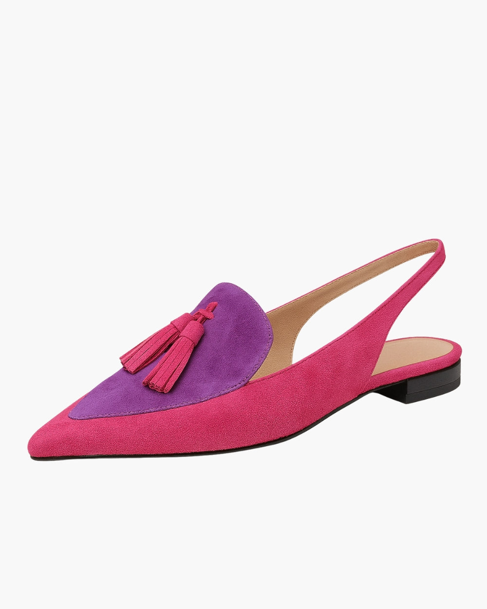 QUELIA – ZAPATOS DE TACÓN CON TALÓN ABIERTO Y POMPONES
