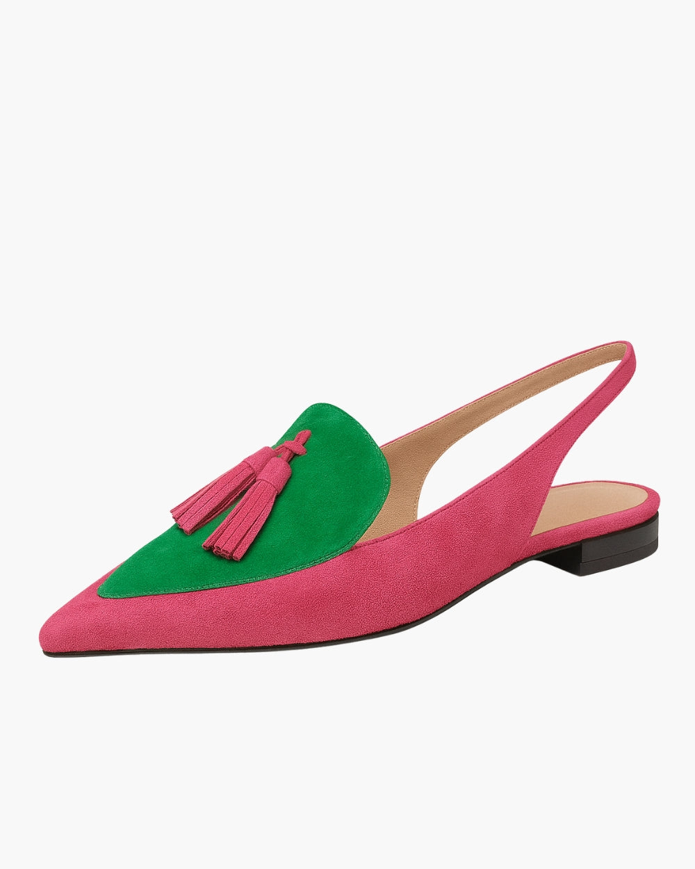 QUELIA – ZAPATOS DE TACÓN CON TALÓN ABIERTO Y POMPONES