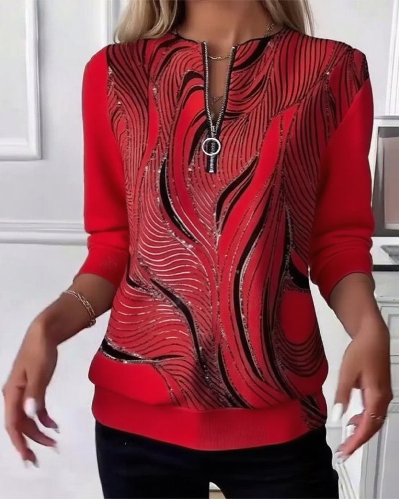 Anaïs-Claire | Sudadera con Cremallera y Estampado Casual