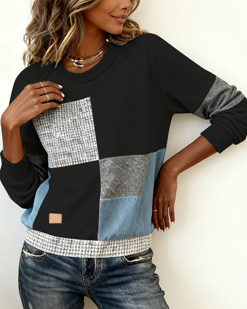 Sidonie | Sudadera casual con cuello redondo y contraste de colores