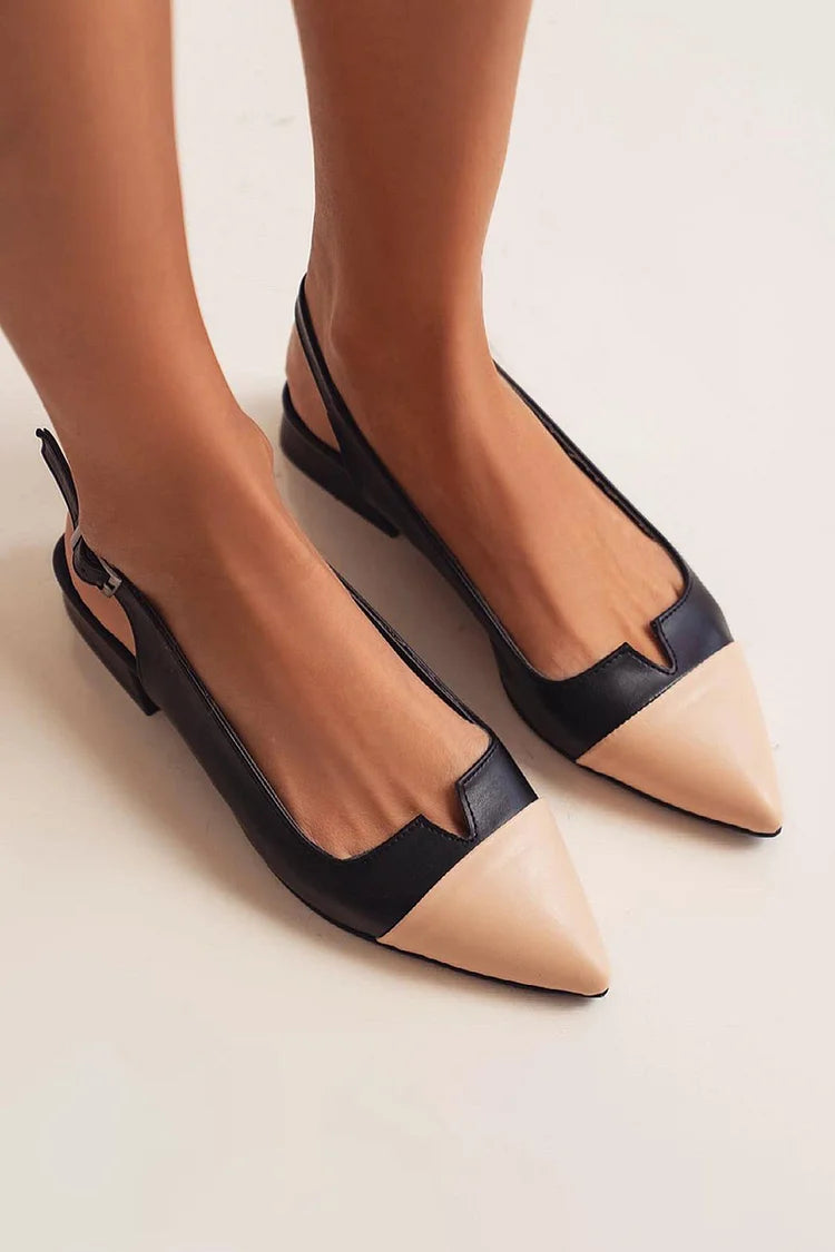CATERINA | Ballerinas Elegantes con Punta en Contraste y Detalles Bicolor para un Look Sofisticado