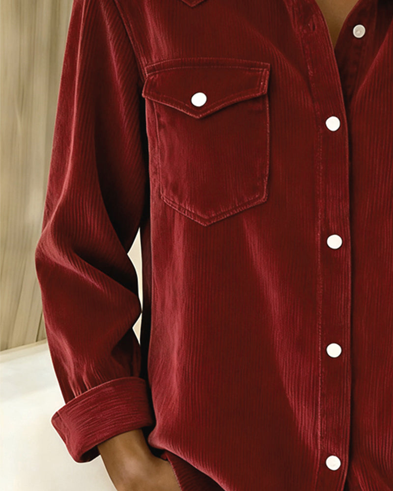 Isabeau | Camisa de manga larga con solapas y tapeta de botones