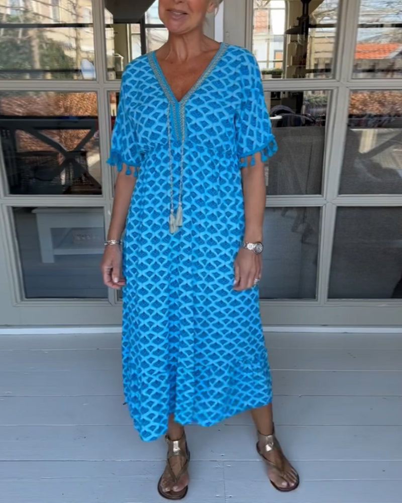 Winona | Vestido de Verano con Escote en V y Flecos