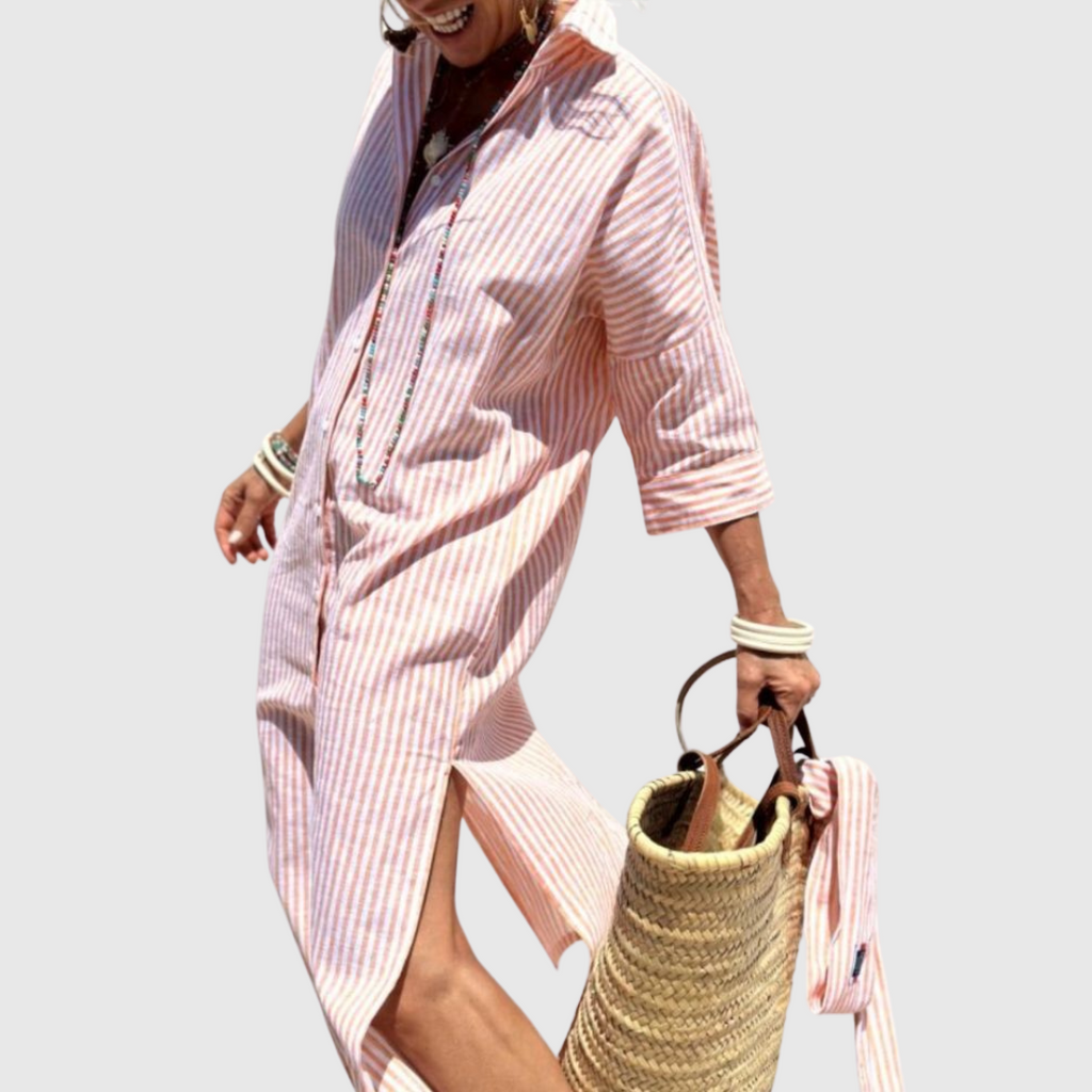 Elodie | Vestido Camisero a Rayas Chic