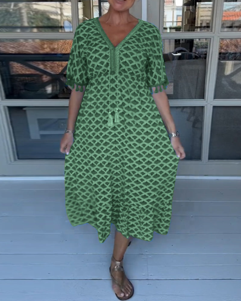 Winona | Vestido de Verano con Escote en V y Flecos