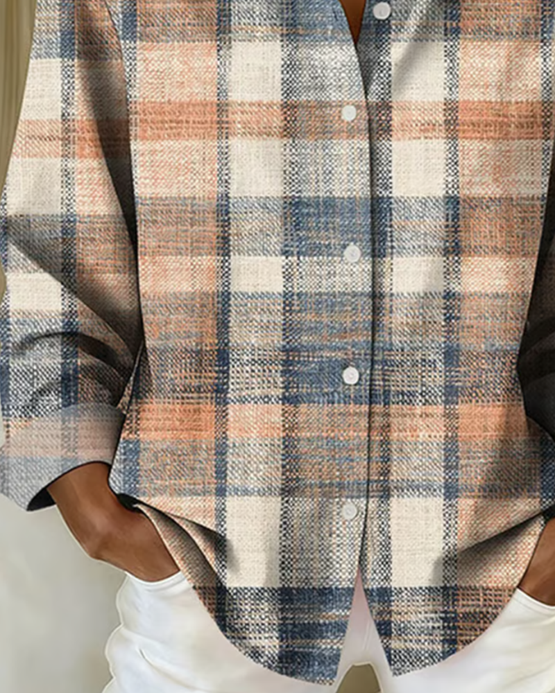 Maëlysse | Camisa de estilo vintage con estampado de cuadros