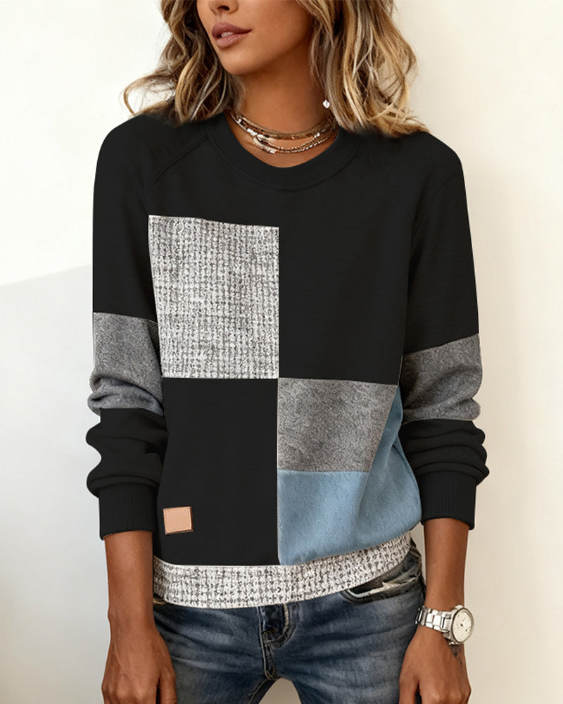 Sidonie | Sudadera casual con cuello redondo y contraste de colores