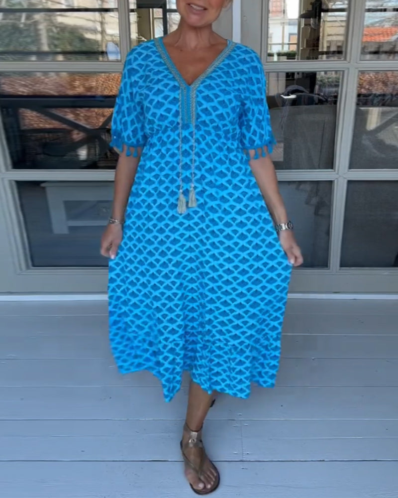 Winona | Vestido de Verano con Escote en V y Flecos
