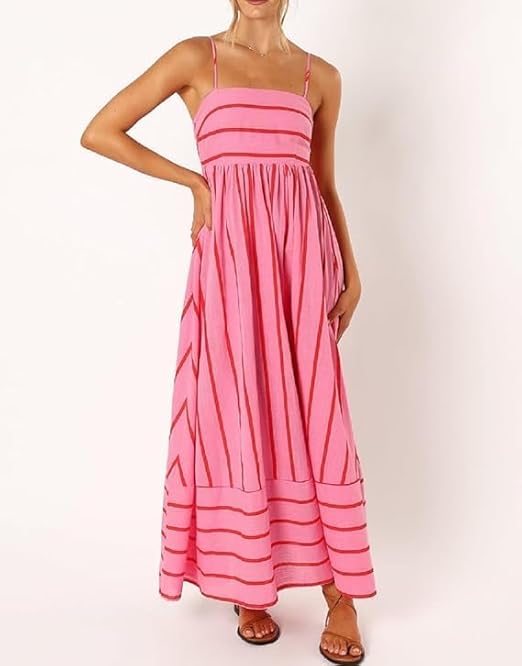 Elsie | Vestido Maxi a Rayas con Escote Redondeado