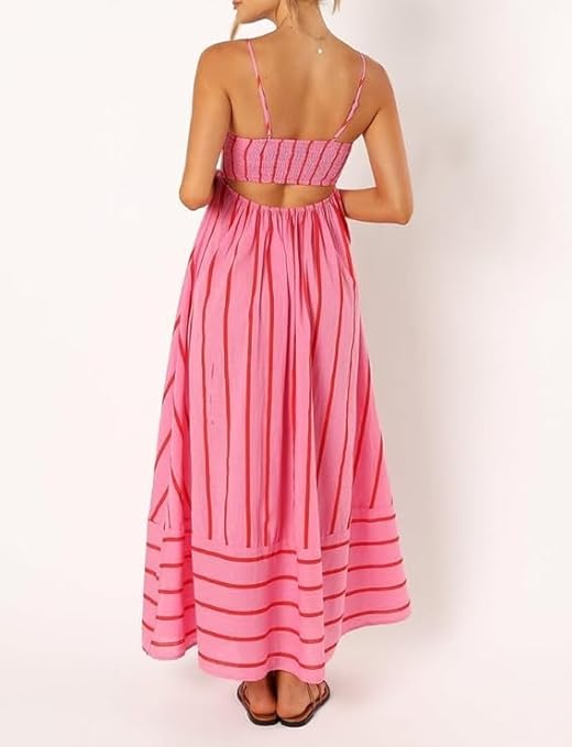 Elsie | Vestido Maxi a Rayas con Escote Redondeado