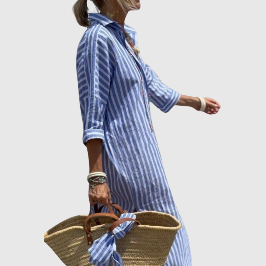 Elodie | Vestido Camisero a Rayas Chic