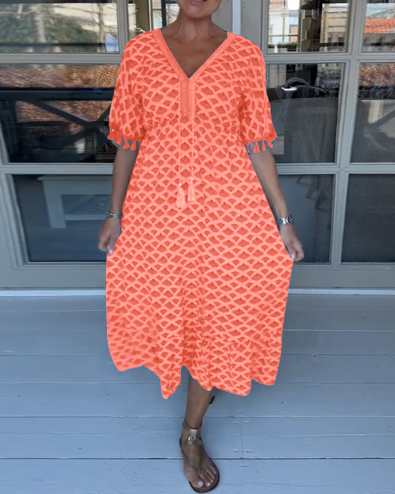Winona | Vestido de Verano con Escote en V y Flecos