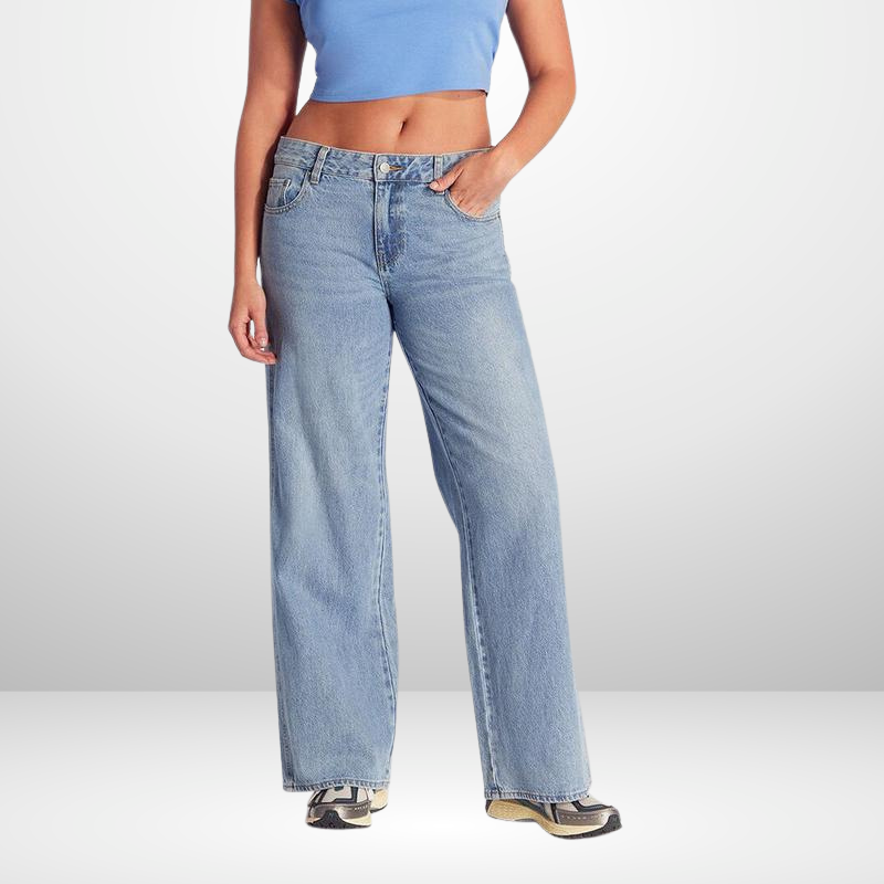 Vaquero baggy de tiro bajo para mujer