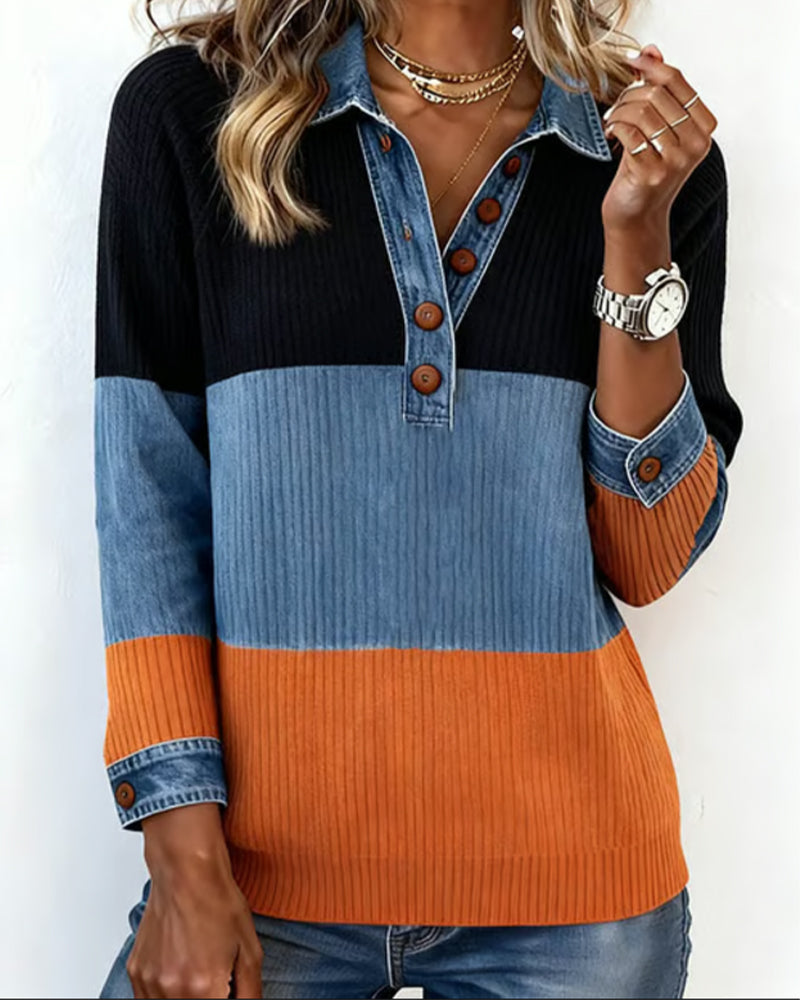 Élodie-Rose | Top de Moda con Cuello y Color en Contraste