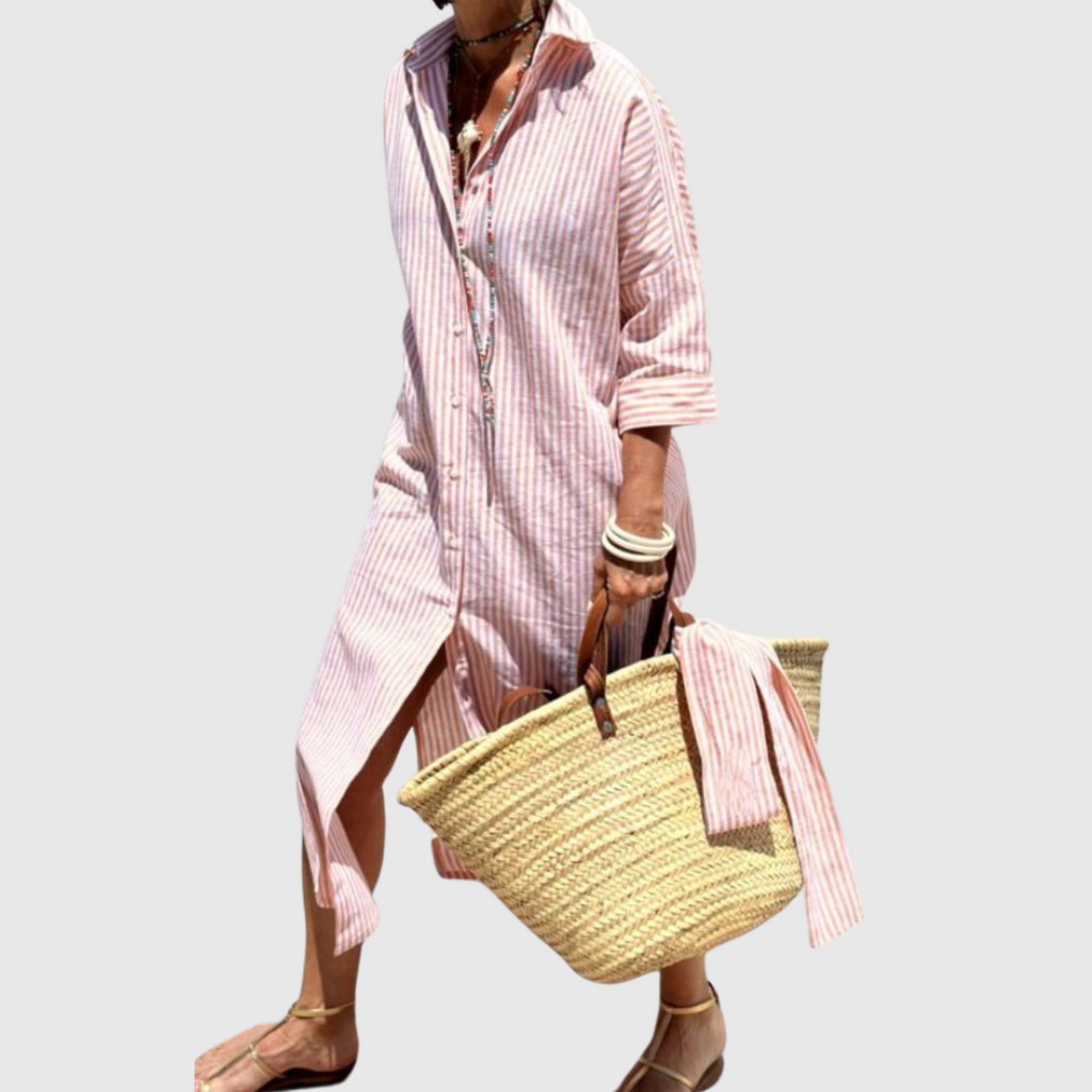 Elodie | Vestido Camisero a Rayas Chic