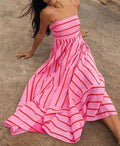 Elsie | Vestido Maxi a Rayas con Escote Redondeado