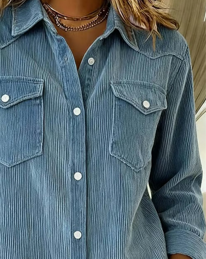 Isabeau | Camisa de manga larga con solapas y tapeta de botones