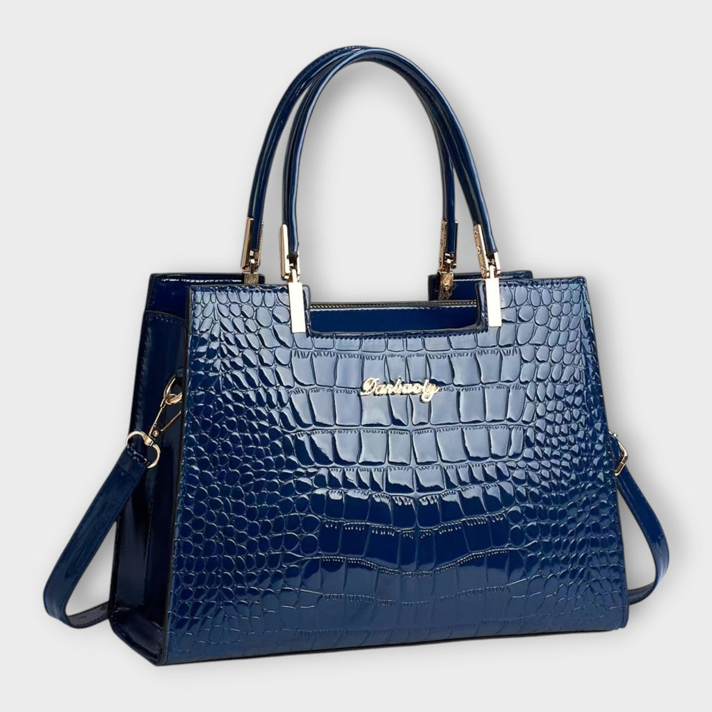 Aurora - Bolsa de Mano en Piel de Cocodrilo Brillante