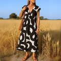 Tirzah | Vestido Geométrico Fluido con Escote en V