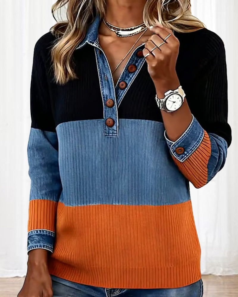 Élodie-Rose | Top de Moda con Cuello y Color en Contraste