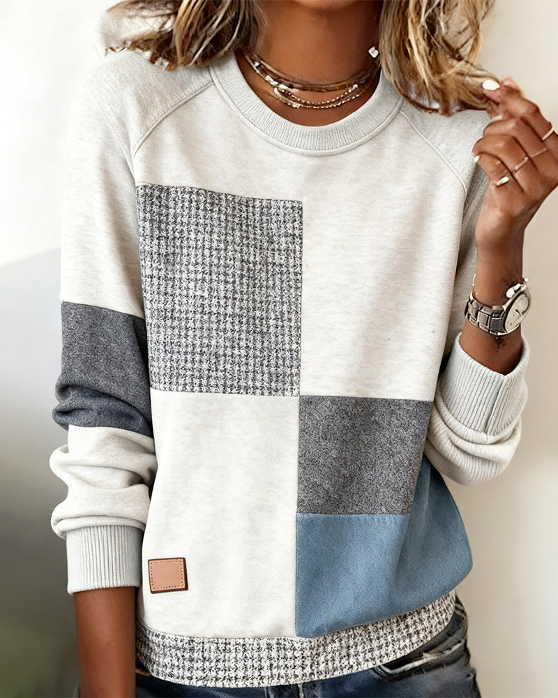 Sidonie | Sudadera casual con cuello redondo y contraste de colores