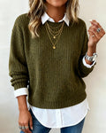 Cyrielle | Jersey con cuello de camisa y diseño patchwork