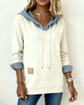 Florianne | Sudadera casual con capucha e inserciones de tejido tipo gofre