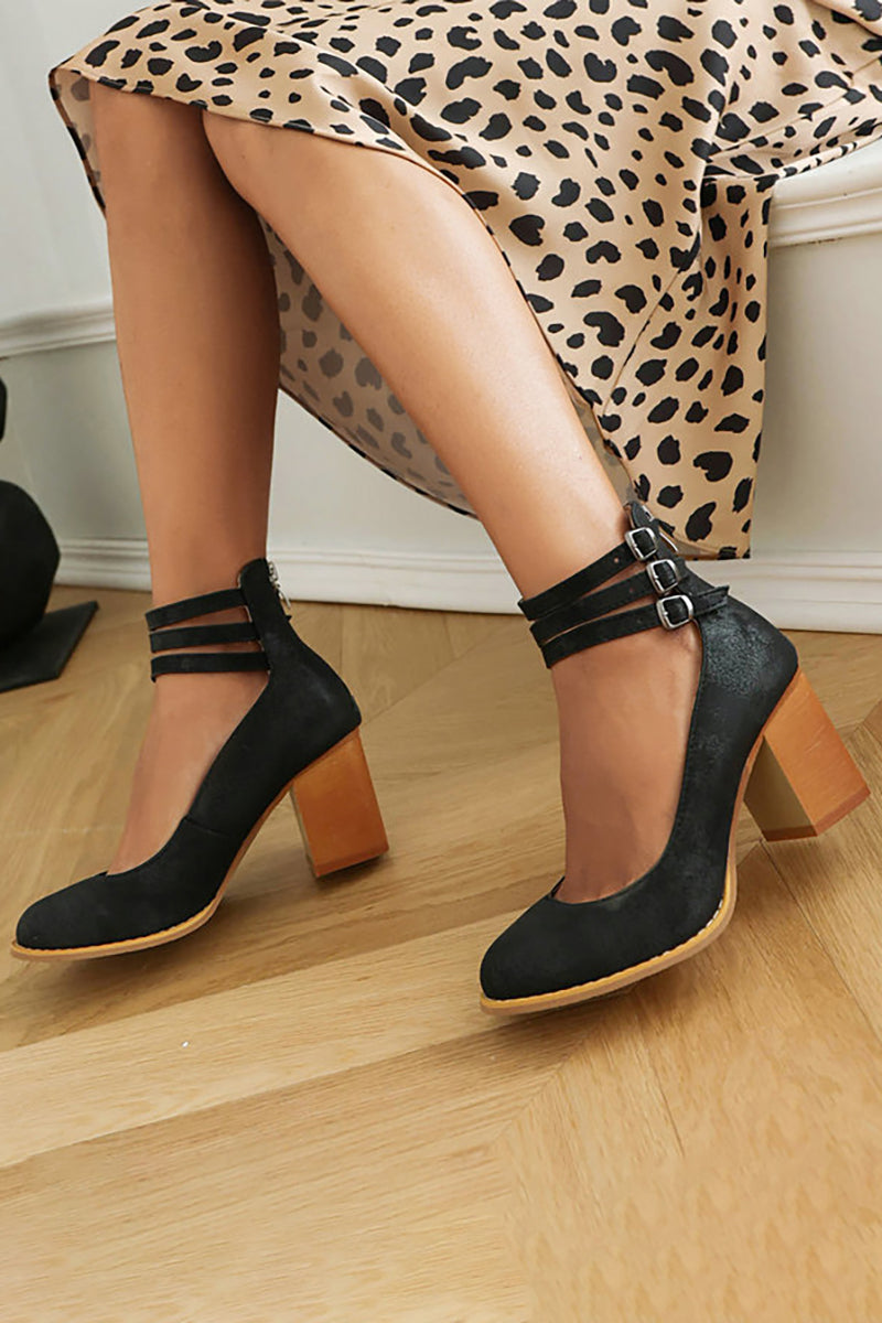Elisa | Sandalias Lisas con Tacón Grueso