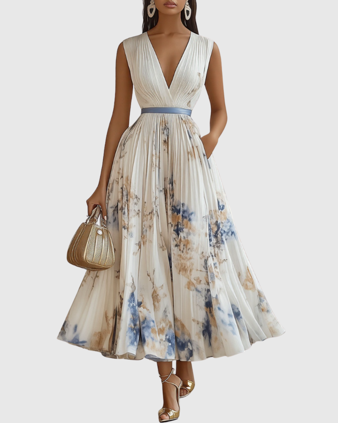 ROWELLA | Elegante Vestido Largo Plisado