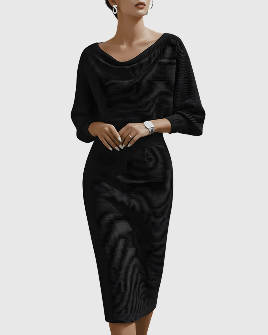 ISMERIA | Vestido Midi con Mangas Murciélago