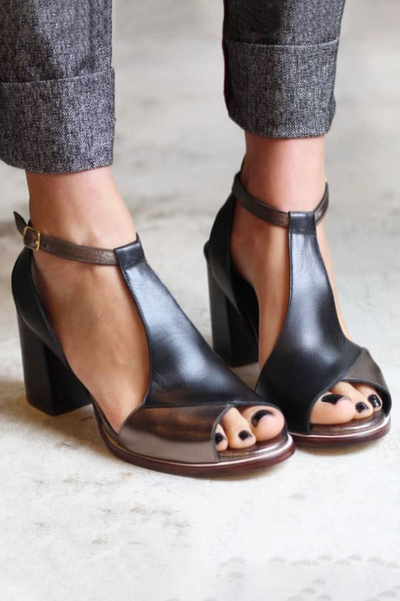 Siena | Sandalias patchwork negras