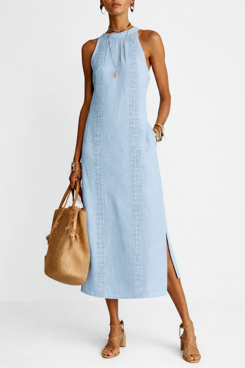 CÉLINE | Vestido Midi con Detalles de Encaje