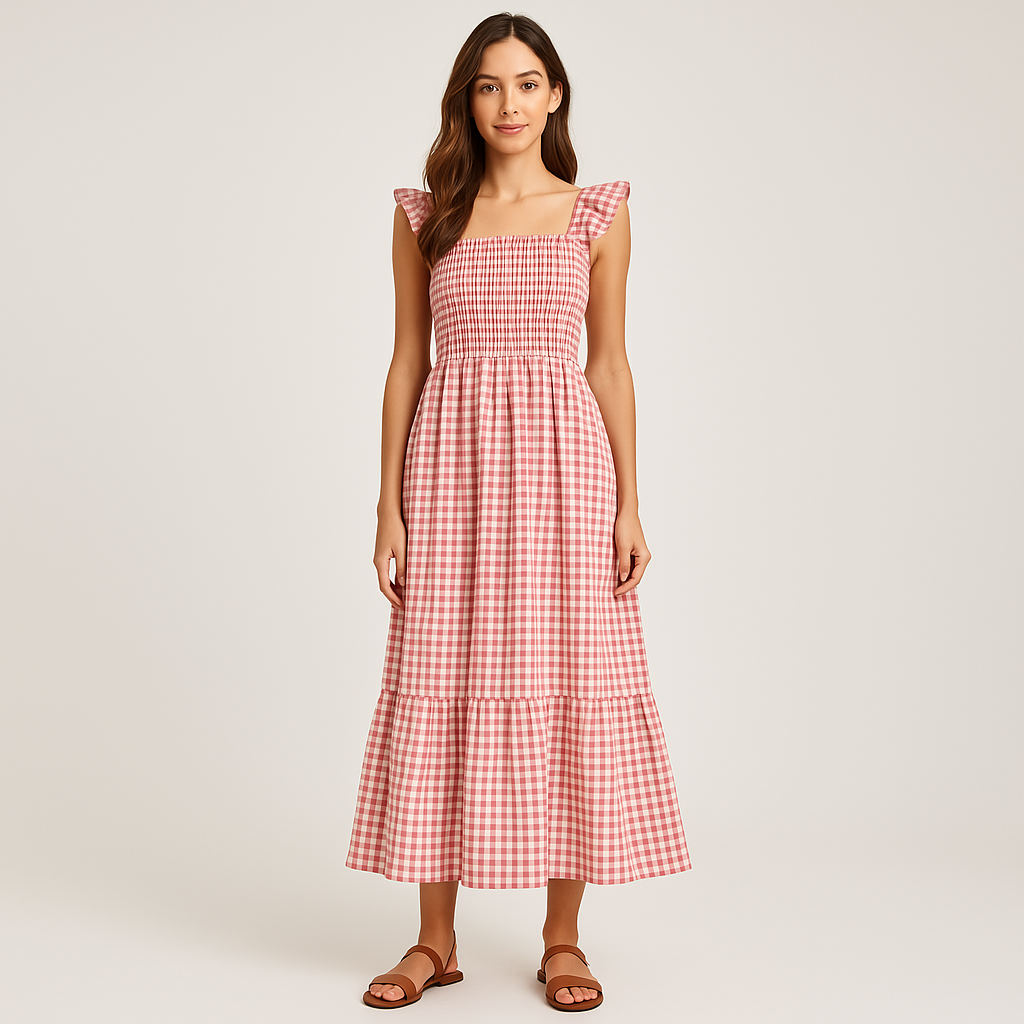 Sophia | Vestido Maxi sin Mangas con Estampado de Tartán