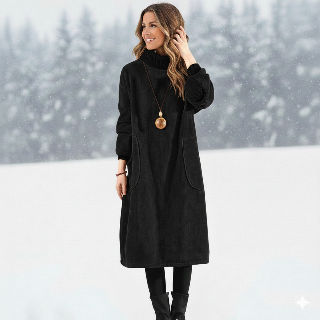 Céliane | Vestido Midi con Cuello Alto y Confortable
