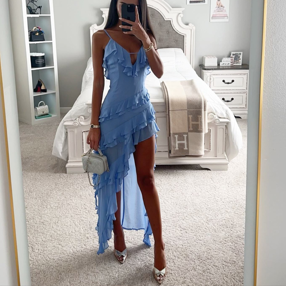Zephyra | Vestido Maxi de Lujo con Flecos e Dobladillo Irregular