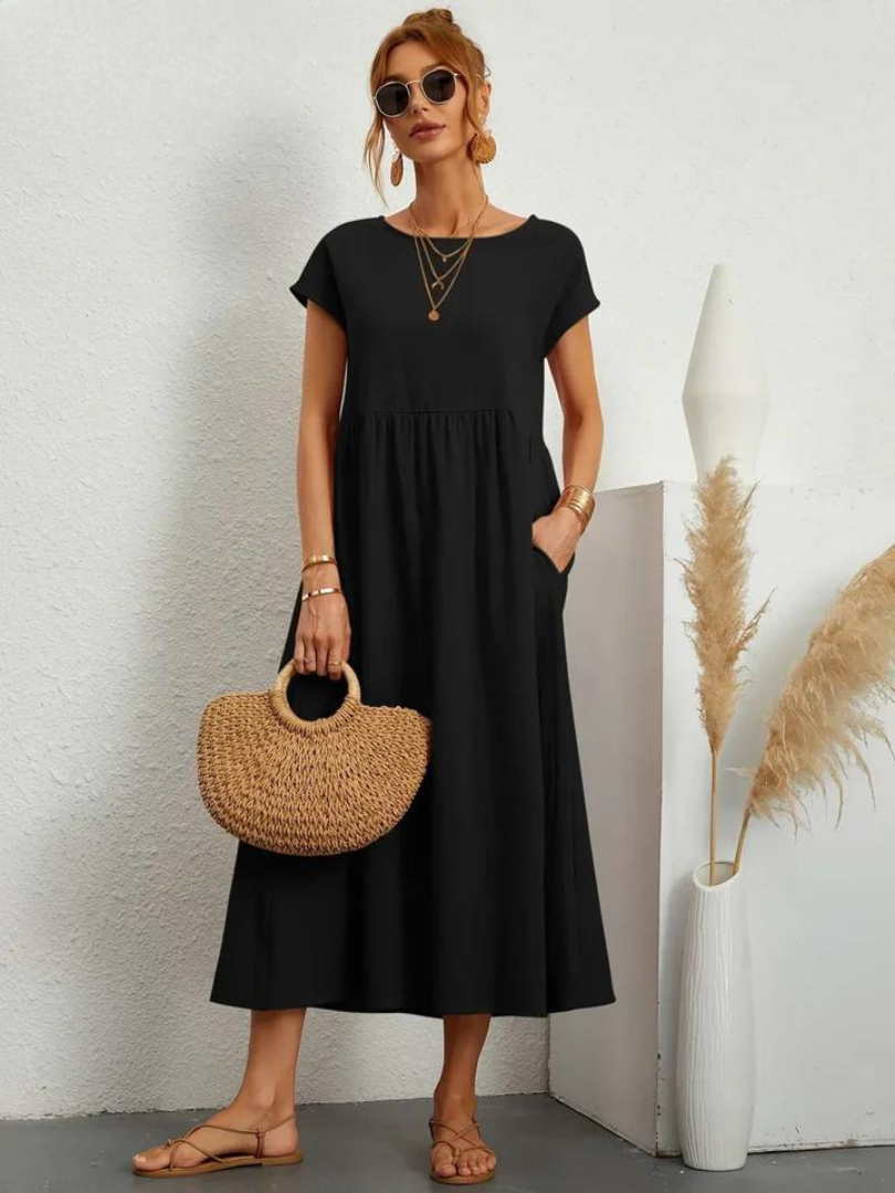 Maelis | Vestido de Algodón y Lino con Bolsillos para Mujer