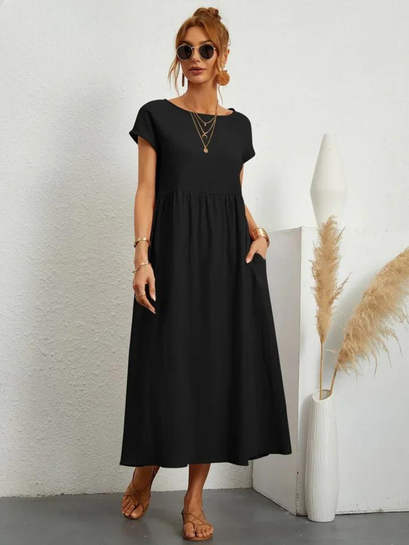 Maelis | Vestido de Algodón y Lino con Bolsillos para Mujer