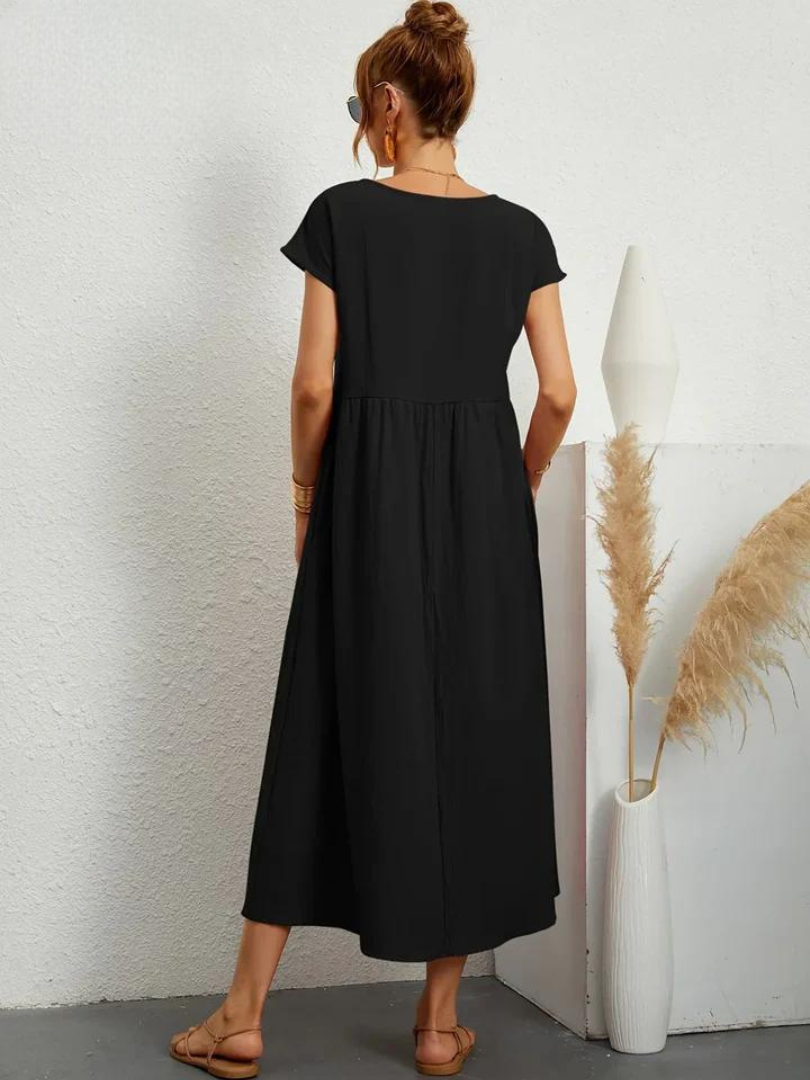 Maelis | Vestido de Algodón y Lino con Bolsillos para Mujer