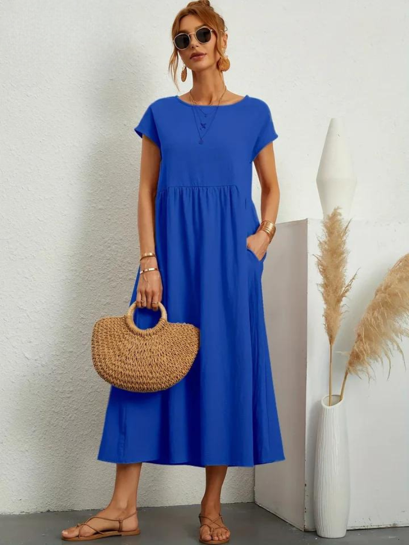 Maelis | Vestido de Algodón y Lino con Bolsillos para Mujer