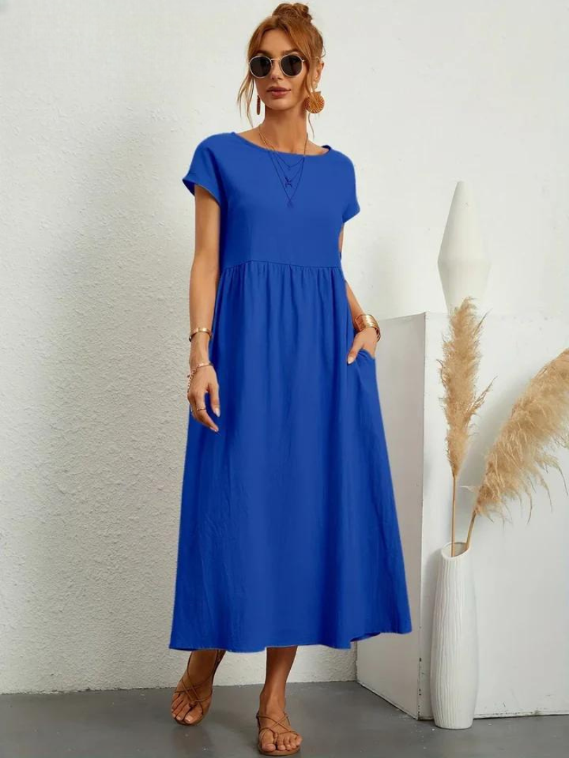 Maelis | Vestido de Algodón y Lino con Bolsillos para Mujer