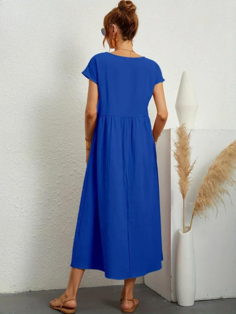 Maelis | Vestido de Algodón y Lino con Bolsillos para Mujer