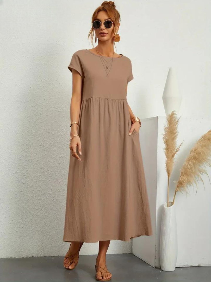 Maelis | Vestido de Algodón y Lino con Bolsillos para Mujer